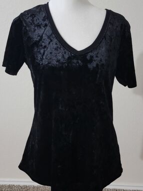 Z Supply Black Velvet V-Neck Short Sleeve Tee Size Small